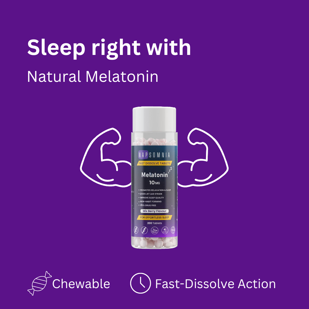 "Napsomnia Melatonin Chewable Tablets - 10mg & 12mg Berry Flavour | 200 Tablets - Natural Sleep Aid Supplement"